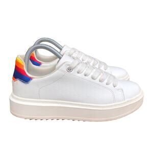 Steve Madden Charlie Platform Sneakers Womens Size 8.5M White Rainbow Casual